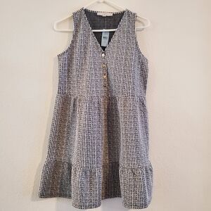 NWT LOFT Black and White V-Neck Tiered Sleeveless Dress
